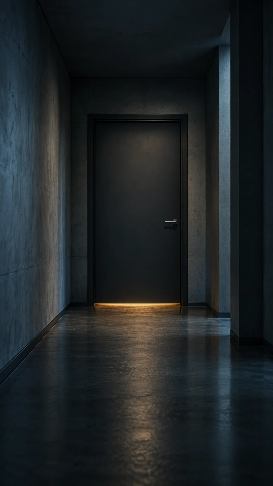 Puerta cerrada en un pasillo oscuro; imagen ambiental de El testigo.